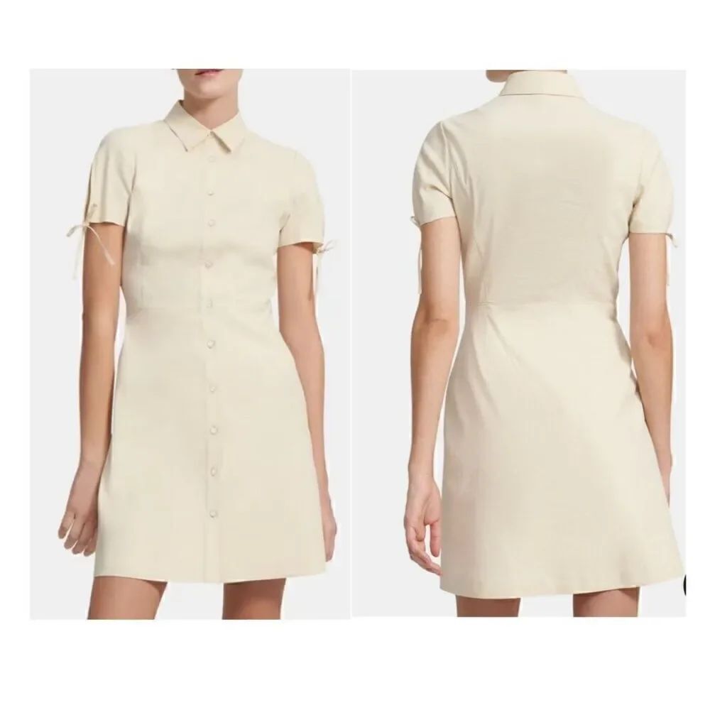 Theory Good Linen' Button-Up Shirtdress